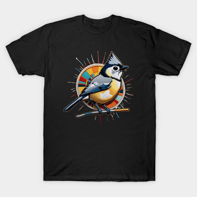 Majestic Titmouse Embroidered Patch T-Shirt by Xie